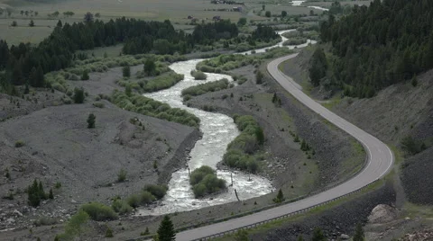 Madison River from Quake Lake area valley rain storm Montana 4K Stock Footage 51631198