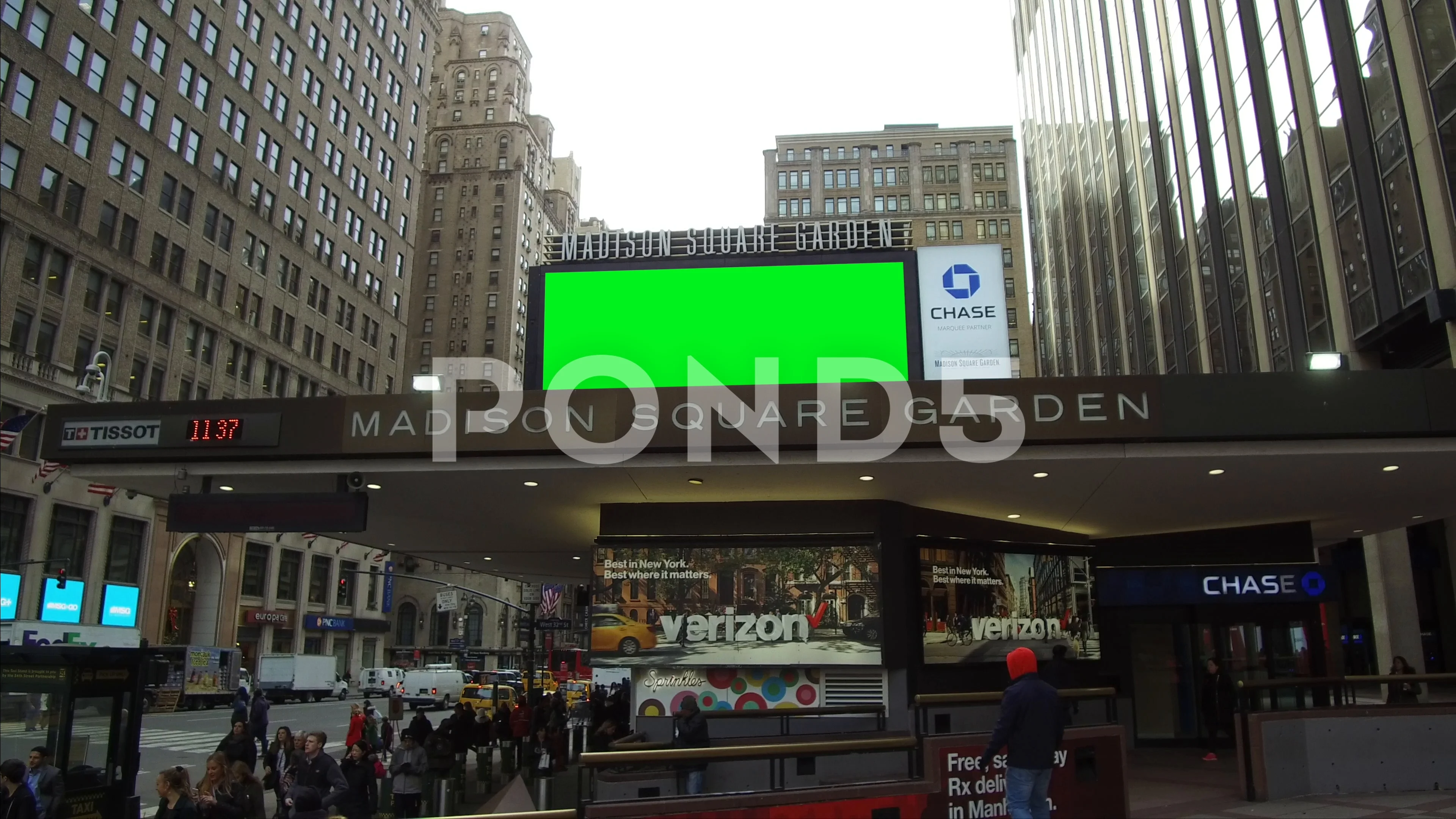 Madison Square Garden Signage Entrance Green Screen No Audio
