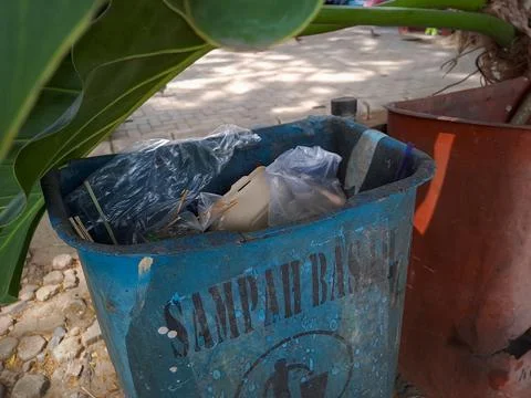 Madiun, East Java, Indonesia - September 23, 2022: Group of Plastic Waste Bin Stock Photos
