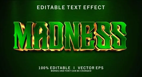 Madness 3d vector text effect with modern style design Stock Illustration