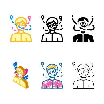 Madness guy color icon set vector Ilustração Stock