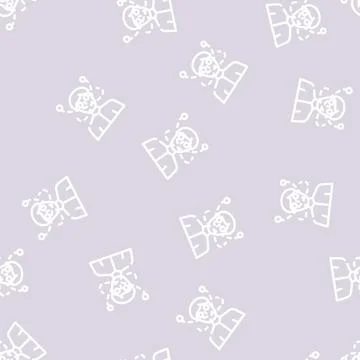 Madness guy line vector seamless pattern Stock Illustration
