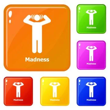 Madness icons set vector color Stock Illustration