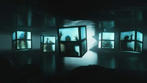 Madness, schizophrenia, coma, crazy, isolation, psychosis. Multiple personality. Stock Footage 92386699