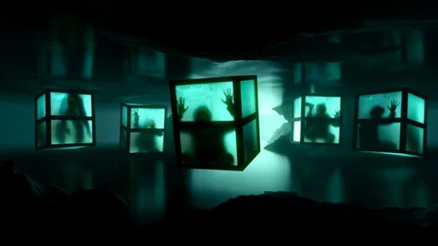 Madness, schizophrenia, coma. Mind locked in a box. 動画素材 82900936