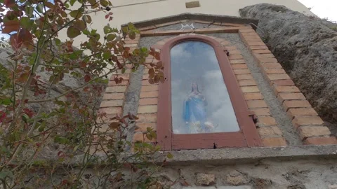 Madonna set in stone, small village of Castel San Vincenzo 스톡 동영상 333635239