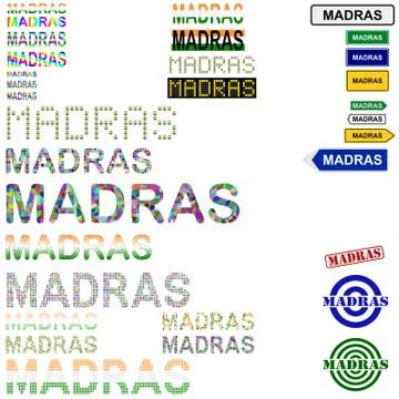 Madras text design set Stock Illustration