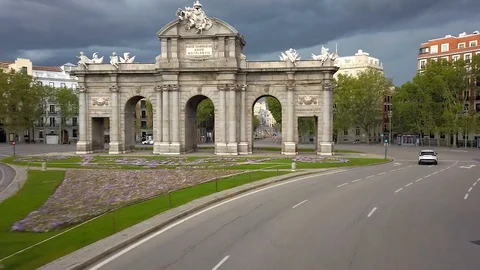Madrid 2.020 Covid-19 Downtown hyper-lapse Stock Footage