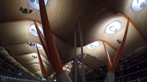 Madrid Airport Ceiling Tracking Stock Footage 83825844