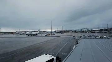 Madrid Airport in the winter Stock Footage 86089302