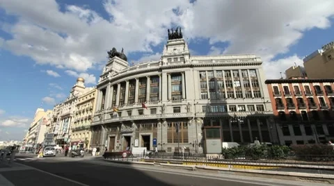 Madrid building with horses Stock Footage 8562530