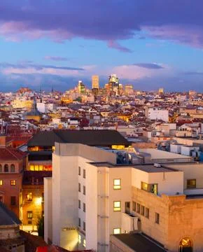 Madrid at dusk, Spain Stock Photos