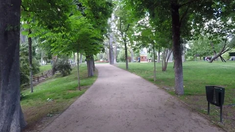 Madrid El Retiro park path Stock Footage 147334781