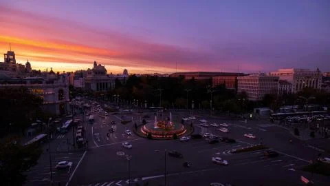 Madrid Evening Square Stock Photos