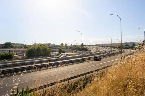 Madrid highway side view Stock Photos