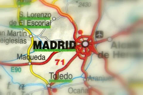 Madrid on a map Stock Photos