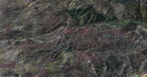 Madrid map rotate 360 loop cw with 3d relief 4K satellite ground height Stock Footage 216132596