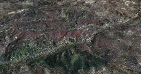 Madrid map rotate 360 loop ccw with 3d relief 4K satellite ground height Stock Footage 216132654