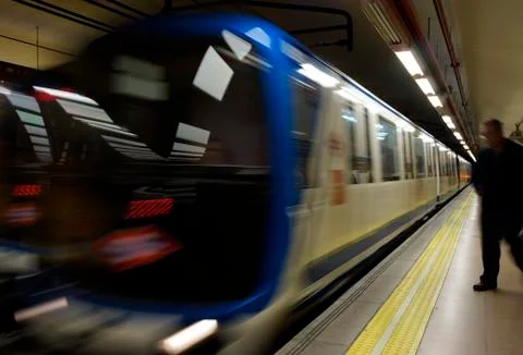 Madrid Metro Train Motion Stock-Fotos