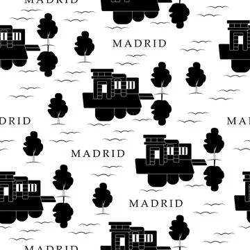 Madrid, monochrome seamless pattern Ilustración de archivo