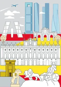 Madrid Monuments Illustrazione stock
