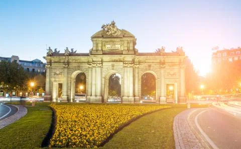 Madrid monuments at night Stock Photos