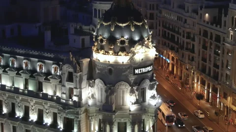 Madrid Observation Deck Gran Via Metropolis Sunset Stock-Footage 145334321