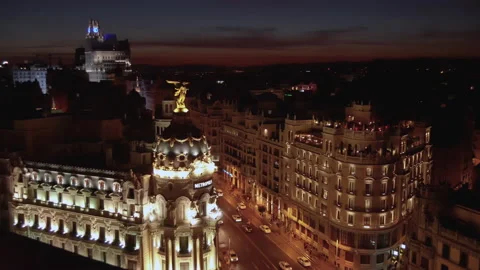 Madrid Observation Deck Gran Via Metropolis Sunset Vidéo 145334586