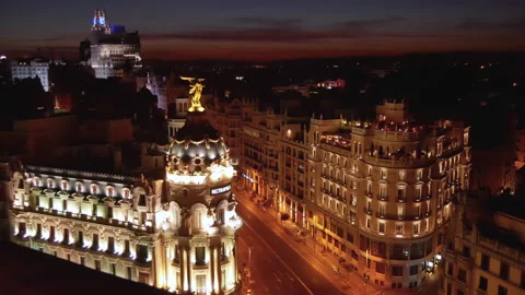 Madrid Observation Deck Gran Via Metropolis Sunset Vidéo 145334629