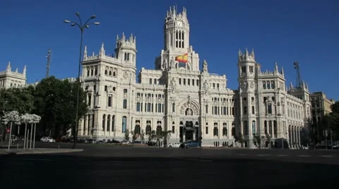 Madrid Palace of Communications Stock Footage 8562169
