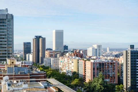 Madrid panoramic arial view from rooftop Stock Photos