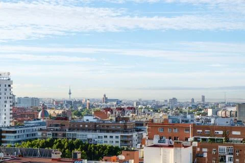 Madrid panoramic arial view from rooftop Stock Photos