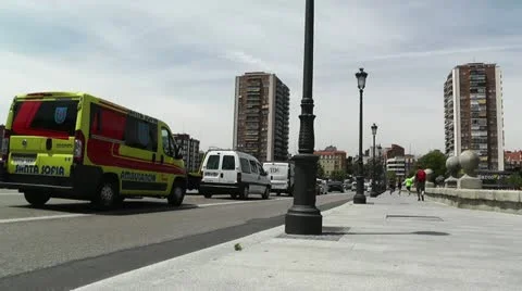 Madrid Puente De Segovia 02 Stock Footage