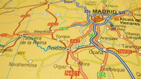 Madrid regional road network map Stock Footage 343823123