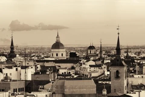 Madrid rooftop view tower Stock Photos