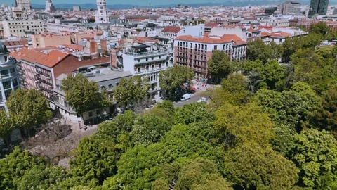 Madrid Rooftops Park Skyline Stock Footage 336638223