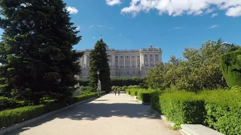 Madrid Royal Palace walking path Stock Footage 147335634