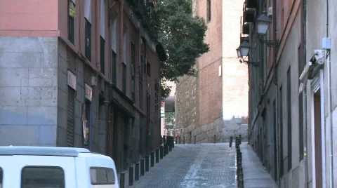 Madrid side street Stock Footage 589655