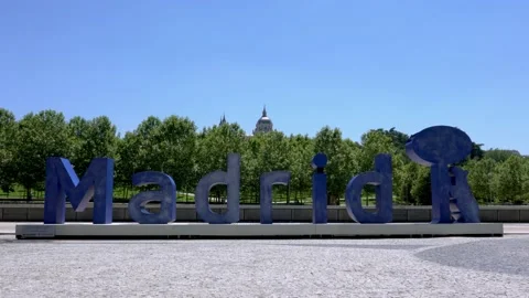 Madrid sign along the riverside Stock Footage 159171685