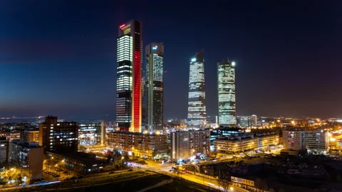 Madrid Skyline view night timelapse Video stock 163335943