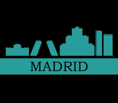 Madrid skyline on white background Stock Illustration