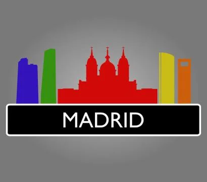 Madrid skyline on white background Ilustración de archivo