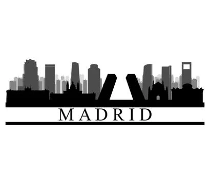 Madrid skyline on white background Ilustración de archivo