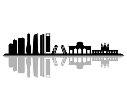 Madrid skyline on white background Ilustración de archivo