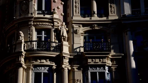Madrid, Spain, Facade covered by shadows Video stock 880668