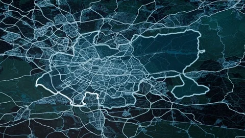 Madrid Spain Glowing Digital Map Animation 4K Stock Footage 337286224