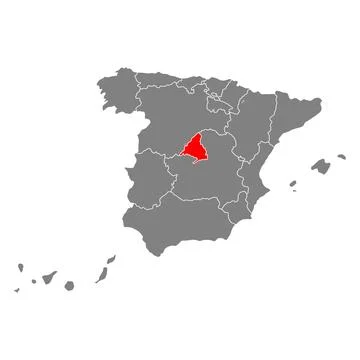 Madrid of Spain map symbol shape, travel web flat vector illustration Stock Illustration