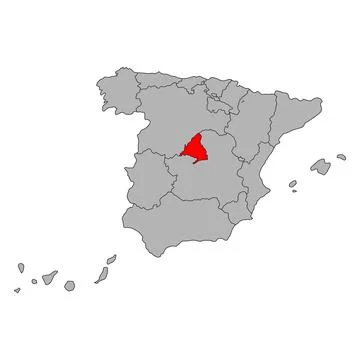 Madrid of Spain map symbol shape, travel web flat vector illustration Stock Illustration