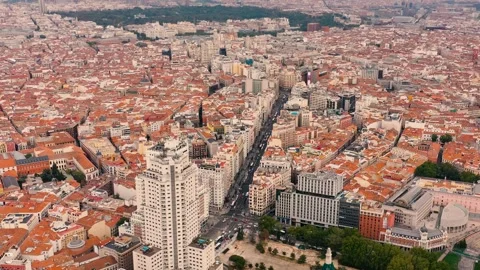 MADRID, SPAIN - OCTOBER 28, 2024: Aerial view of historic architecture and Stock Footage 290800397