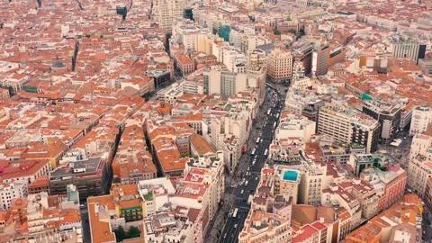 MADRID, SPAIN - OCTOBER 28, 2024: Panoramic view of urban architecture and Stock Footage 290800853